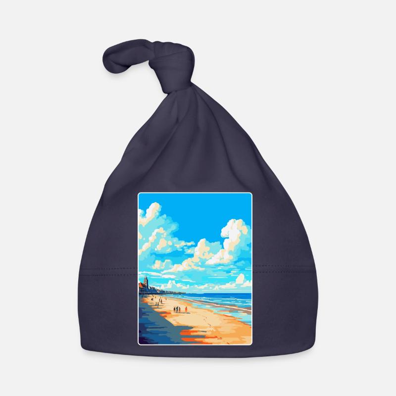 Affiche de voyage de Scheveningen Beach Netherlands WPA Bonnet bio Bébé