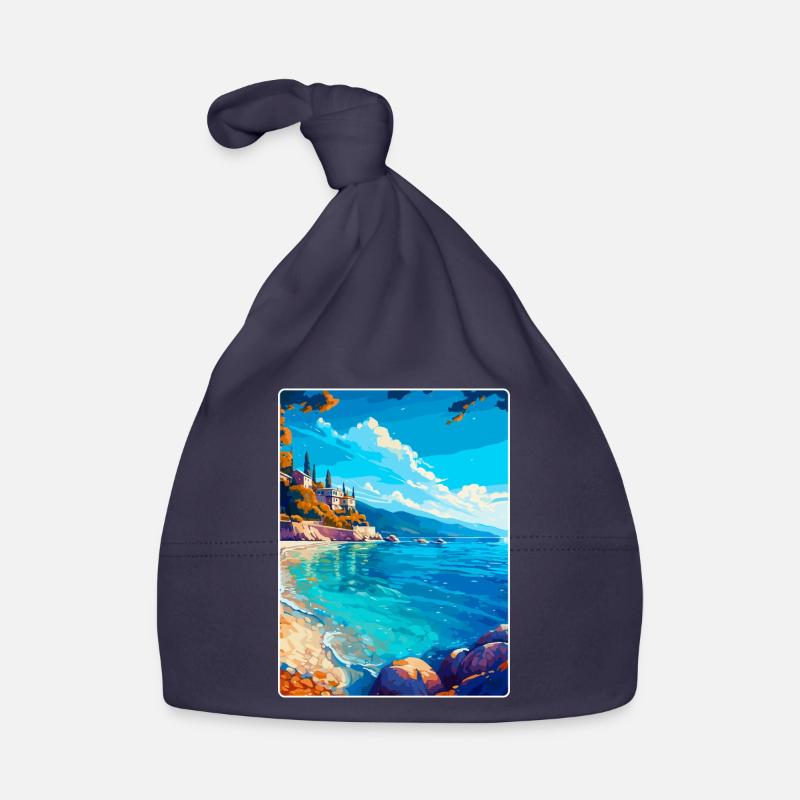 Thassos Grèce Affiche de voyage vintage Souvenir WPA Bonnet bio Bébé