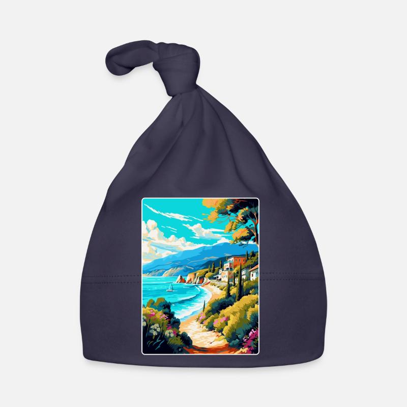 Lefkada Grèce Affiche de voyage vintage Souvenir WPA Bonnet bio Bébé