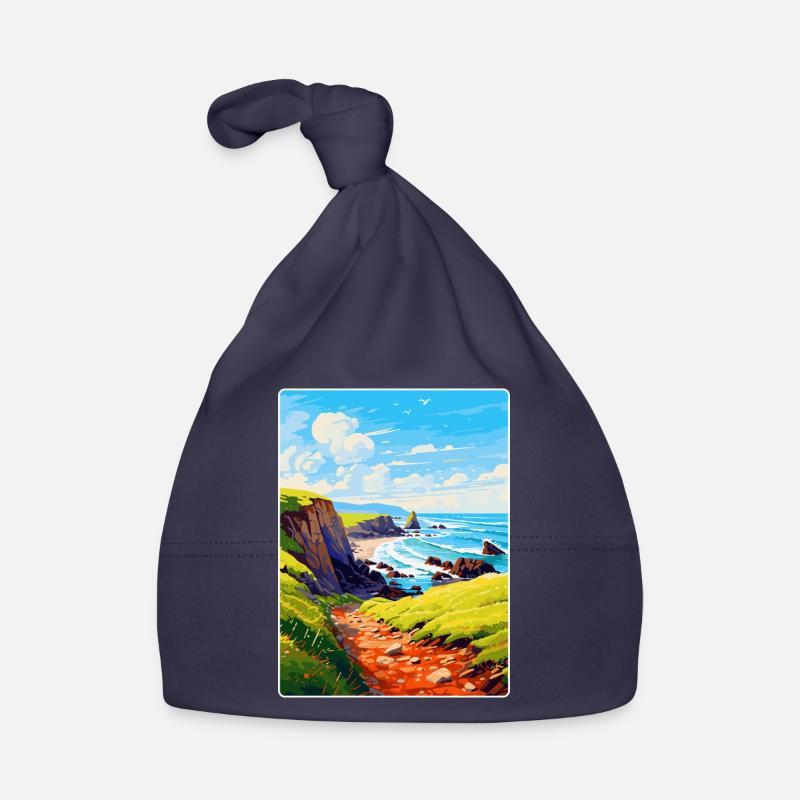 Hartland Quay Devon Vintage Reiseplakat Souvenir Baby Bio-Mütze
