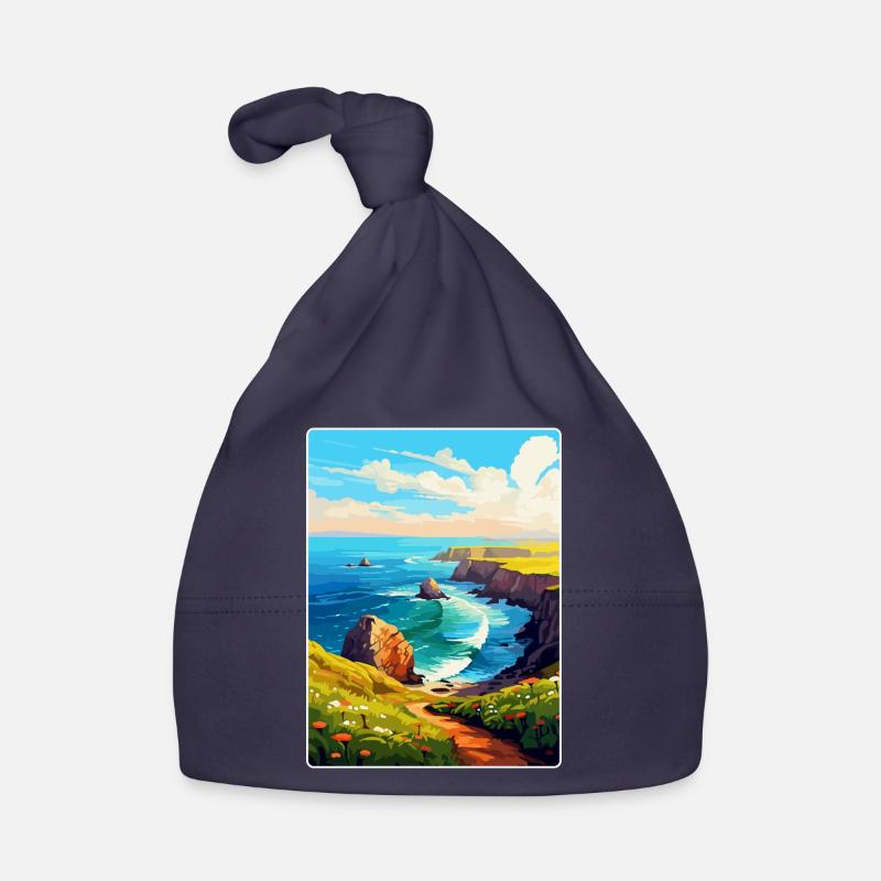 Lands End Cornouailles Angleterre Royaume-Uni Affiche de voyage WPA Bonnet bio Bébé