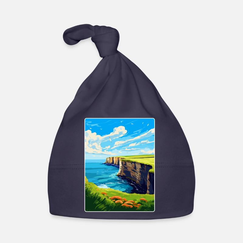 Bempton Cliffs Angleterre Royaume-Uni Affiche de voyage vintage Bonnet bio Bébé