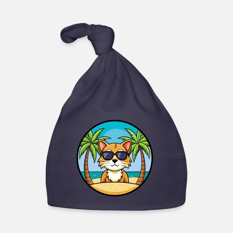 Asian Cat Breed Cartoon Sunglasses Beach Organic Baby Cap