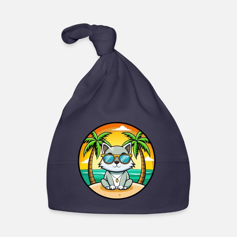 Lunettes de soleil de dessin animé de race de chat asiatique plage Bonnet bio Bébé