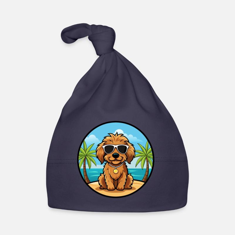 Cockapoo Hunderasse Cartoon Sonnenbrille Strand Baby Bio-Mütze