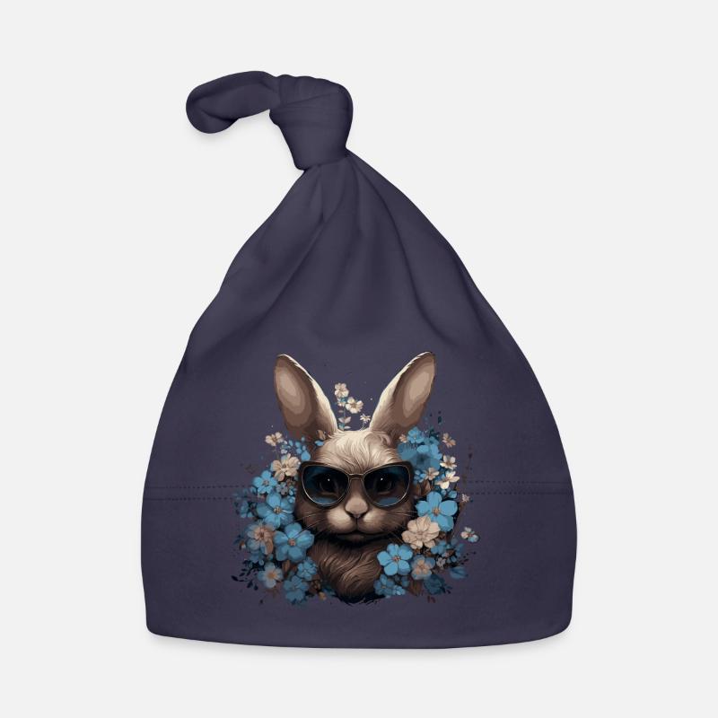 Cool rabbit with flowers Organic Baby Cap