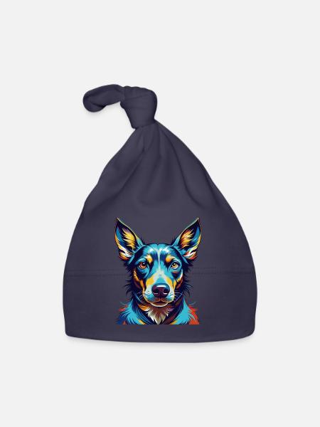 Andalusischer Windhund Hunderasse Bunte Karikatur Kawaii - Baby Bio-Mütze - Navy - Vorne
