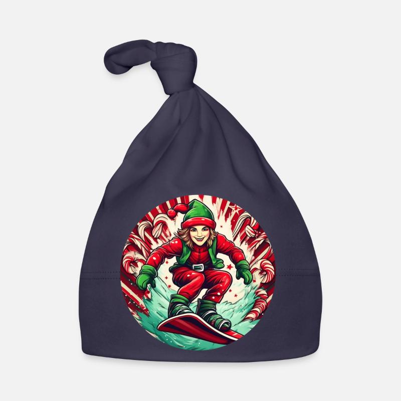 Elfe de Noël Snowboard Bonnet bio Bébé
