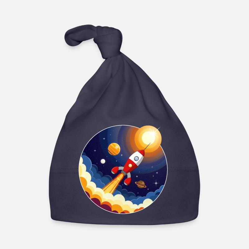 Image colorée d’une fusée dans l’espace Bonnet bio Bébé