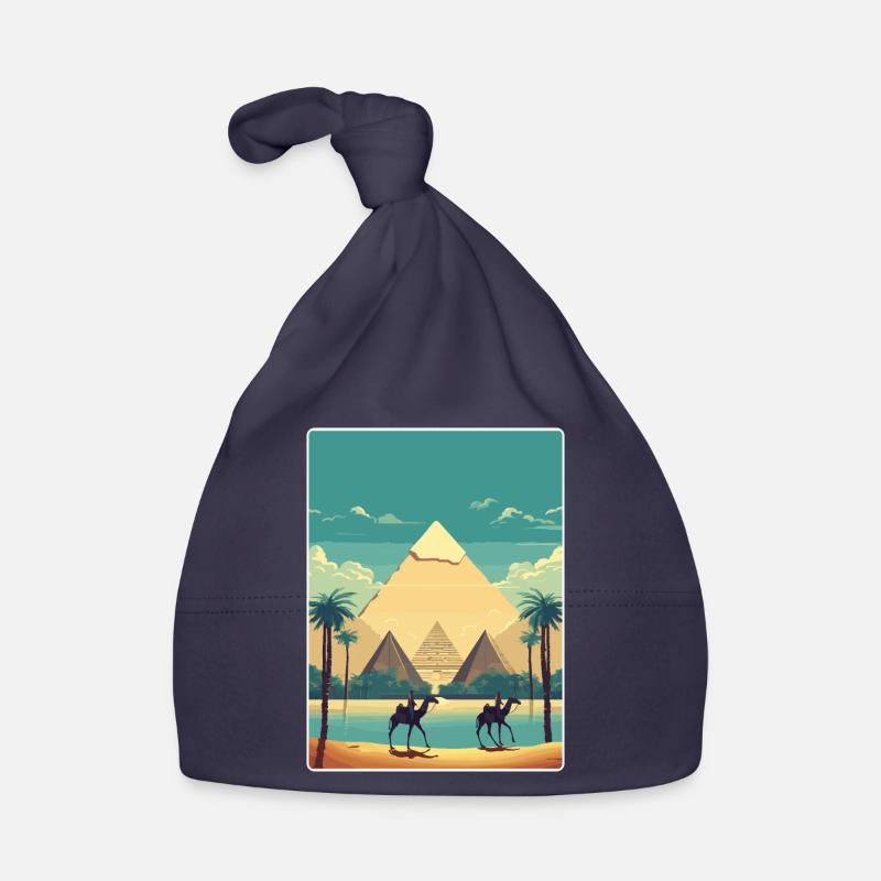 Le Caire, Égypte, Grandes Pyramides De Gizeh, Affiche De Voyage Bonnet bio Bébé