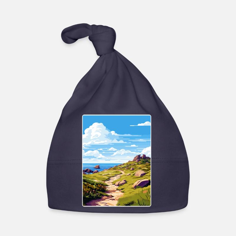 Lands End Cornouailles Angleterre Affiche de voyage souvenir Bonnet bio Bébé