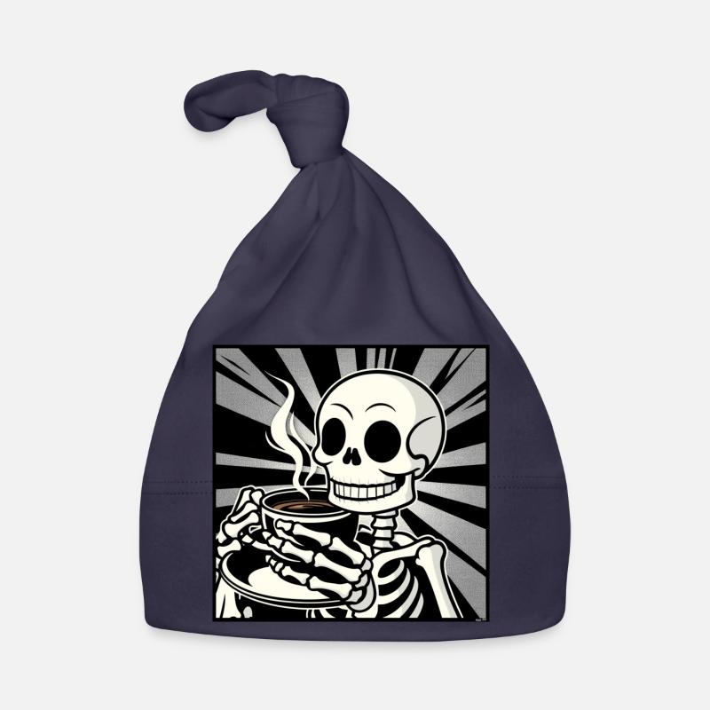 Enjoying skeleton over coffee Organic Baby Cap