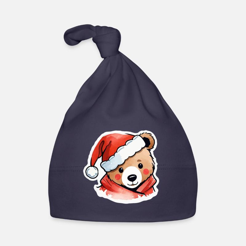 Bear Christmas Drawing Organic Baby Cap