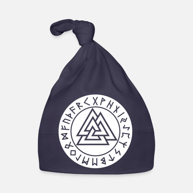 Valknut white rune circle Organic Baby Cap