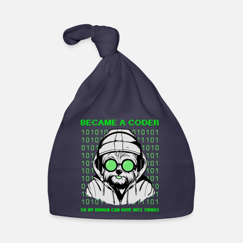 Became a Coder – Hacker Dog Binary Look - Baby Bio-Mütze - Navy