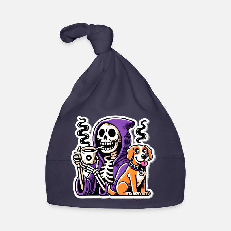 Skeleton Coffee Lover with Dog Organic Baby Cap