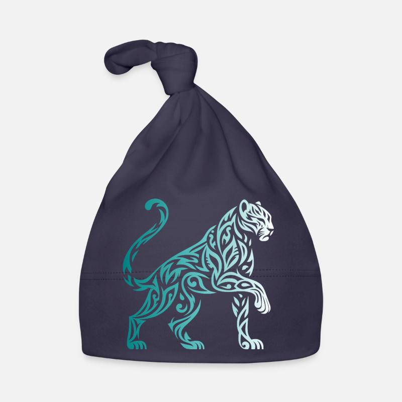 Tribal Panther Gradient Blue White Organic Baby Cap