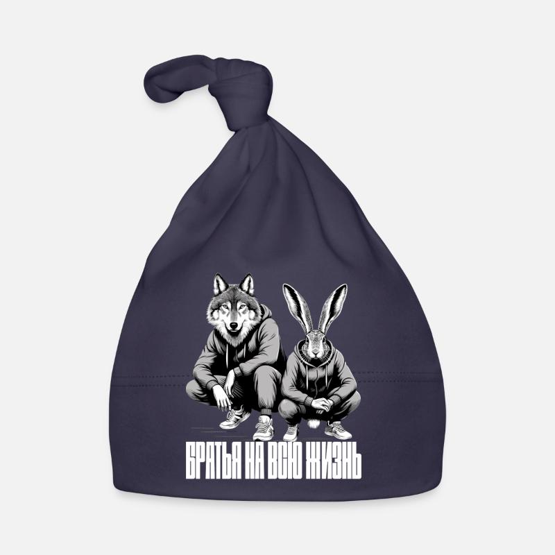 Russian Squat Slavs Hare and Wolf Brothers Gift Organic Baby Cap
