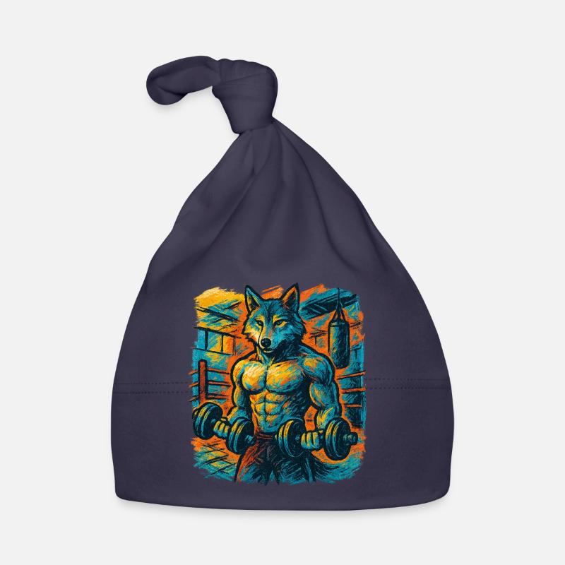 Force de gymnastique forte comme celle d’un loup - Bonnet bio Bébé - marine