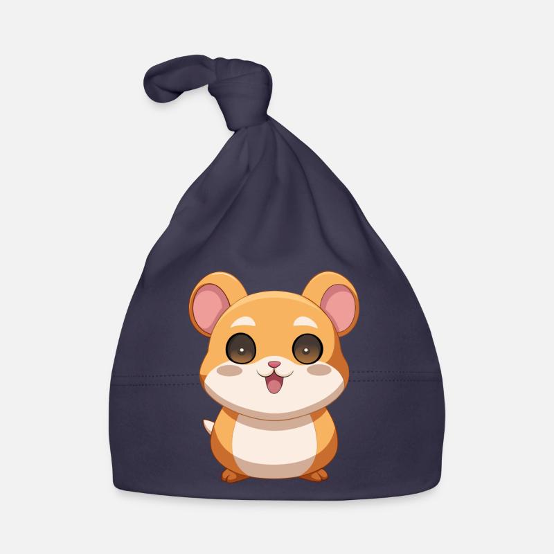 Bébé cochon d’Inde rigolo et curieux - Bonnet bio Bébé - marine