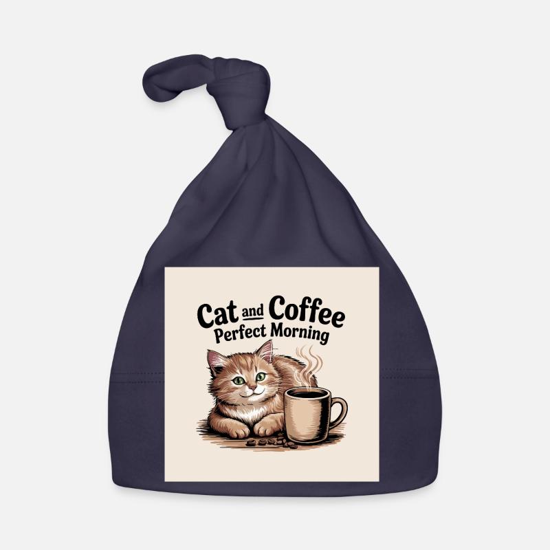 Katze und Kaffe ist ein perfekter Morgen Baby Bio-Mütze