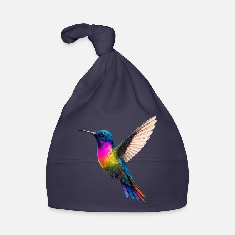 Conception vibrante de colibri arc-en-ciel - Bonnet bio Bébé - marine