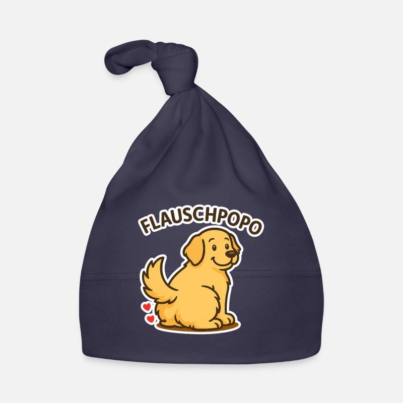 Fluffy butt - Chien mignon avec des fesses moelleuses - Bonnet bio Bébé - marine