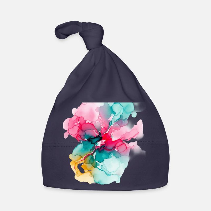Abstrakte Aquarell-Blüte: Lebendige Farbexplosion Baby Bio-Mütze
