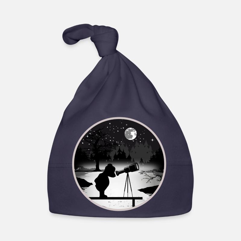 Bear with telescope under the starry sky Organic Baby Cap