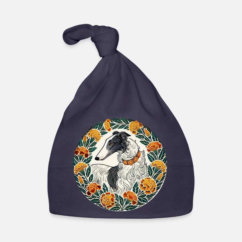 Lévrier élégant avec couronne de fleurs Bonnet bio Bébé