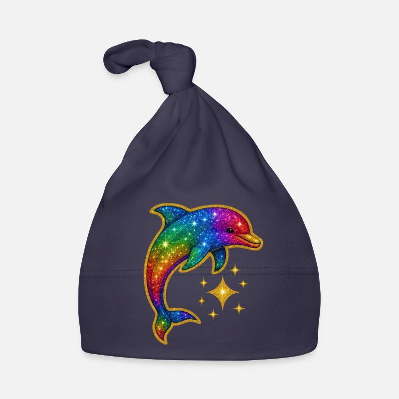 Rainbow Glitter Dolphin Organic Baby Cap