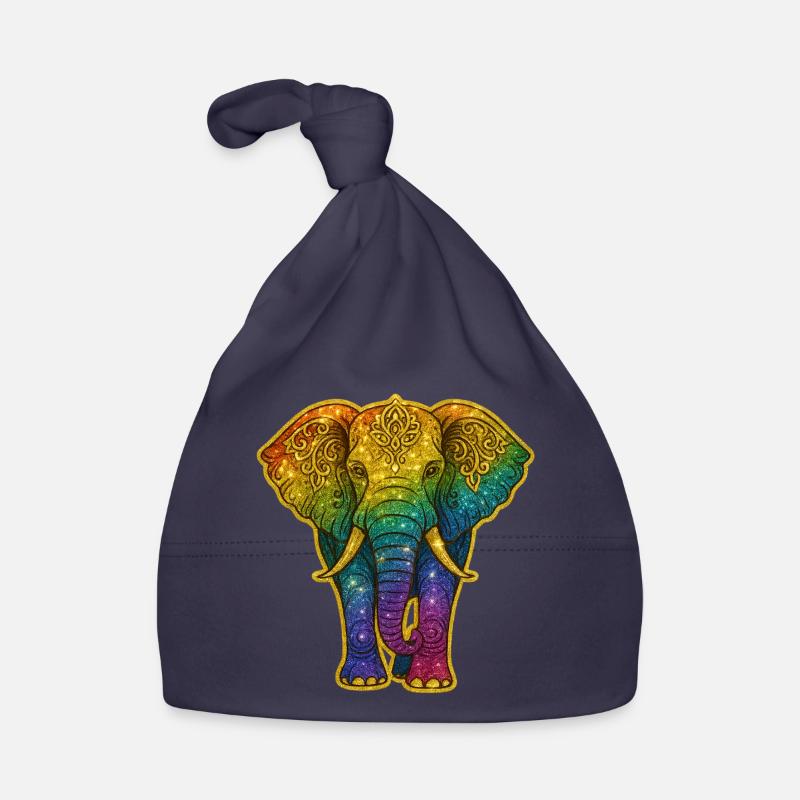 Rainbow elephant with gold pattern Organic Baby Cap