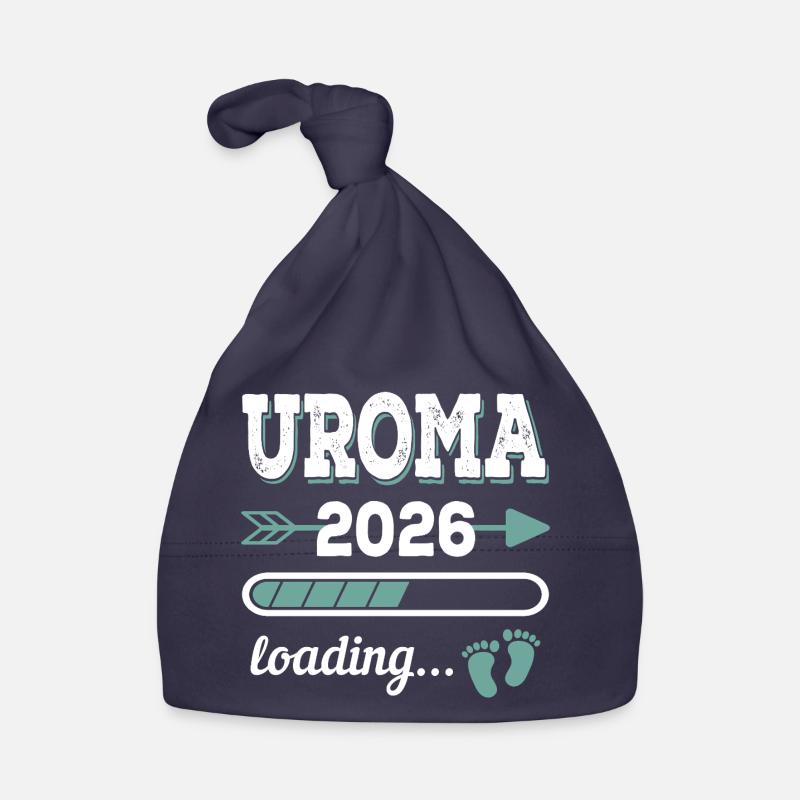 Uroma 2026 Loading Werdende Urgroßmutter Geschenk - Baby Bio-Mütze - Navy
