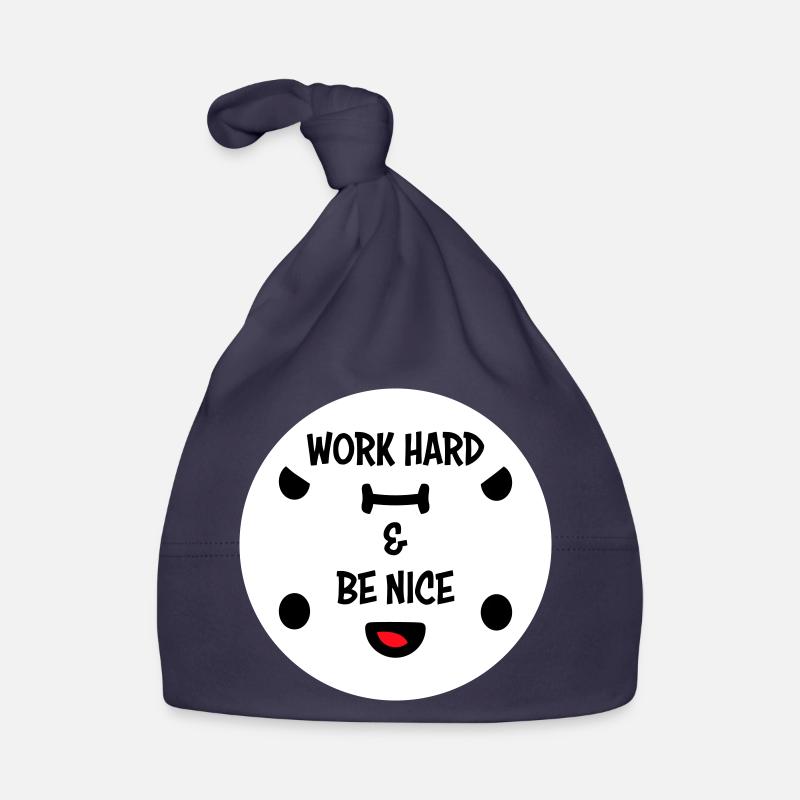 Work Hard Be Nice Motivation Positiver Geist Zitat Baby Bio-Mütze