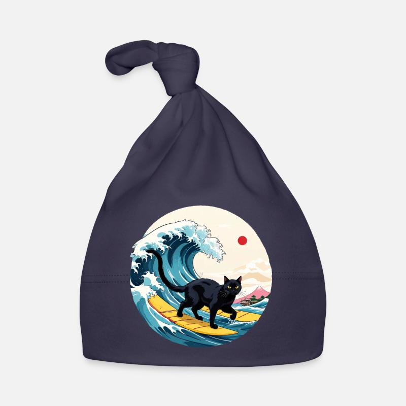 Black Cat Surfing Wave Bonnet bio Bébé