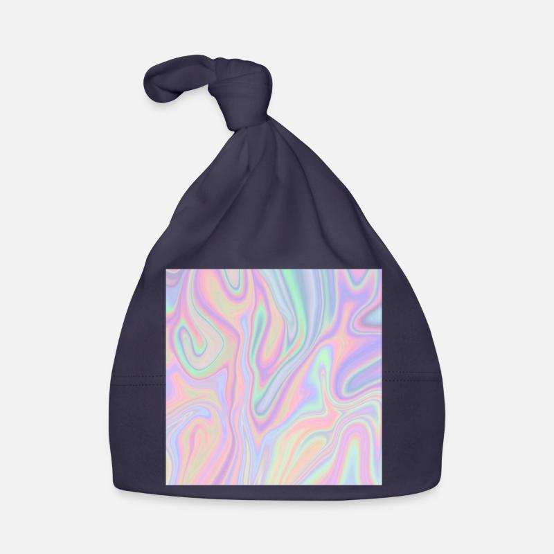 Iridescent Abstract Liquid Pastel Pattern - Organic Baby Cap - navy
