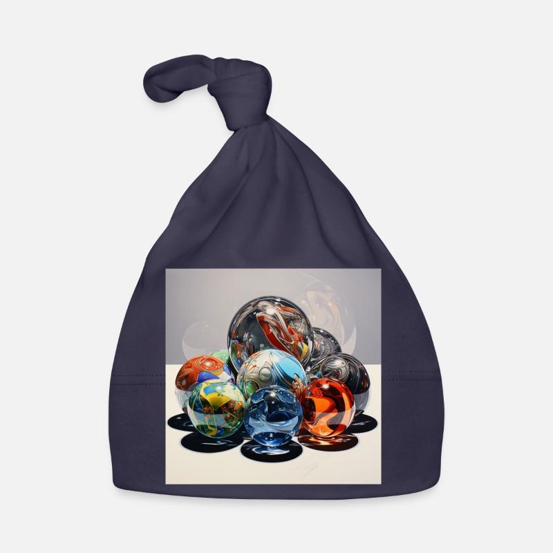 Jeu de couleurs Boules de verre Art de reflet - Bonnet bio Bébé - marine