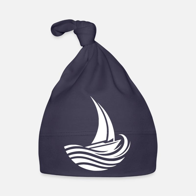 Minimalist maritime sailboat meets wave Organic Baby Cap