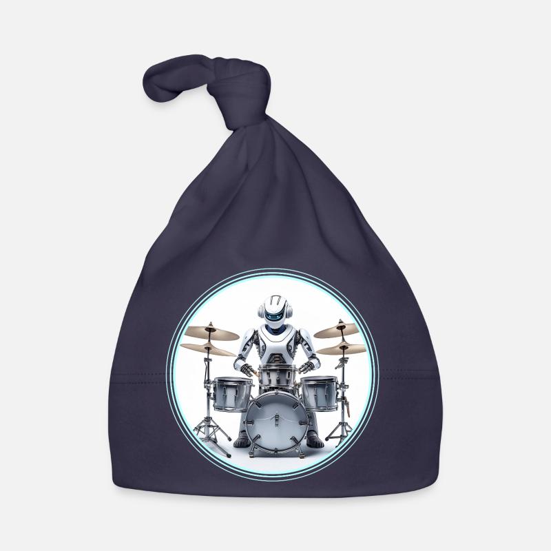 Drum Machine Roboter - Baby Bio-Mütze - Navy