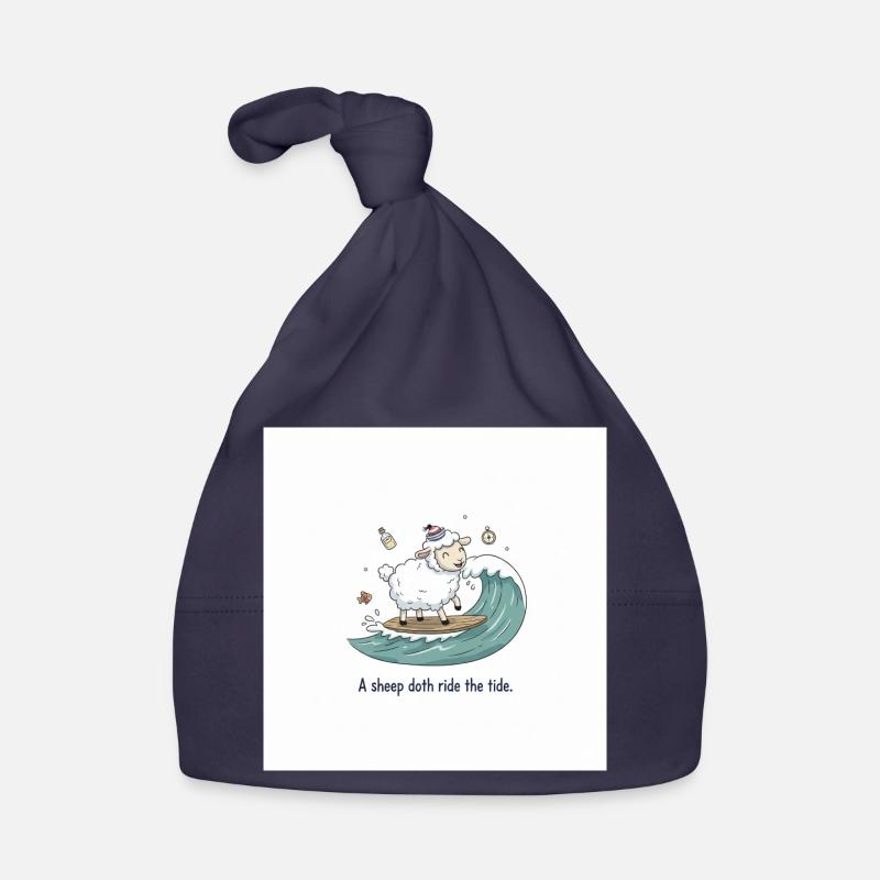 Moutons surfeurs - Bonnet bio Bébé - marine