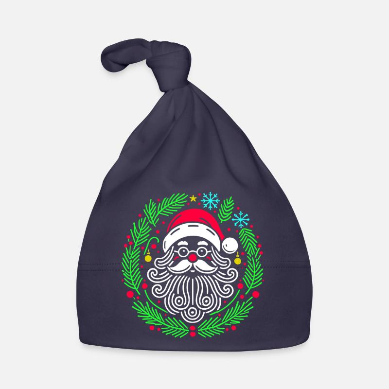 Père Noël circulaire de Noël avec des branches - Bonnet bio Bébé - marine