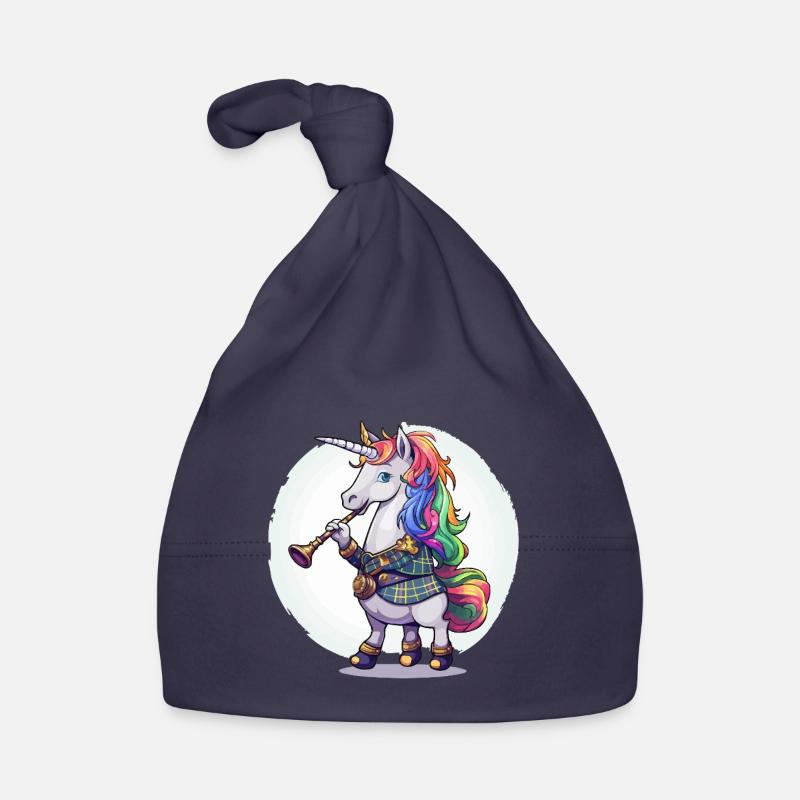 Buntes Einhorn mit Trompete Baby Bio-Mütze