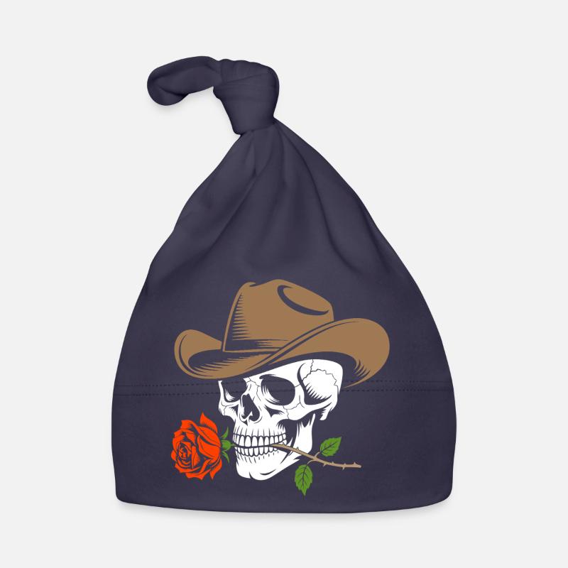 Skeleton Cowboy Rose Organic Baby Cap