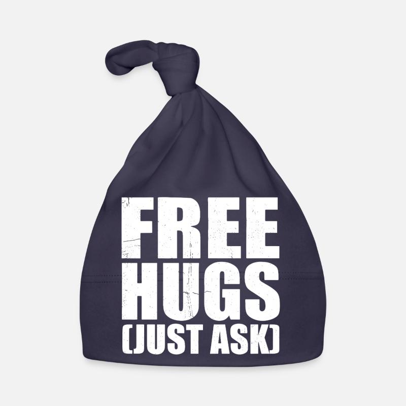 Free Hugs Just Ask Distressed Text Organic Baby Cap