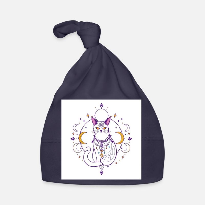 mystical-cat-moon-celestial-A Organic Baby Cap