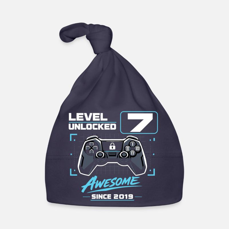 Level 7 Unlocked Gaming Gift Boys Organic Baby Cap
