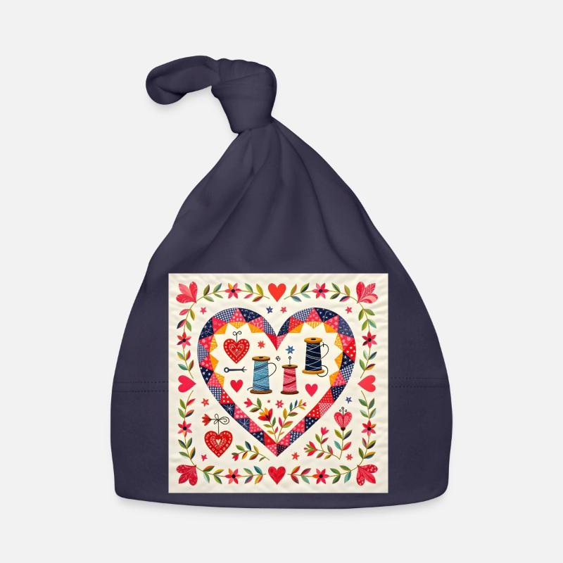 Patchwork Herz mit Garnen Baby Bio-Mütze