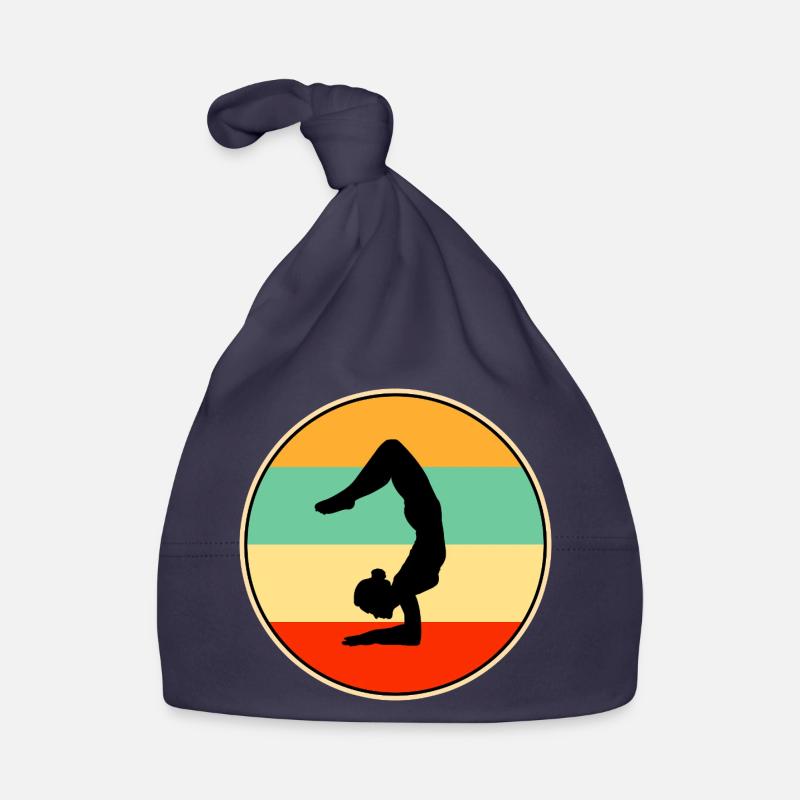 Graphisme de silhouette rétro de gymnaste au coucher de soleil Bonnet bio Bébé