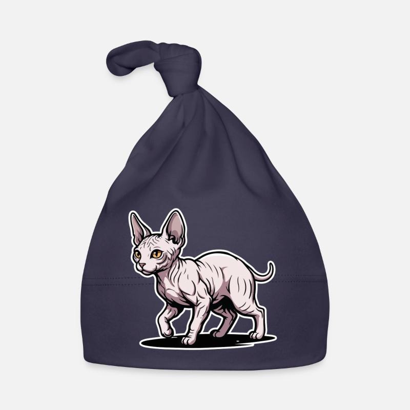Chat Sphynx Sans Poil Marche Portrait Design Bonnet bio Bébé