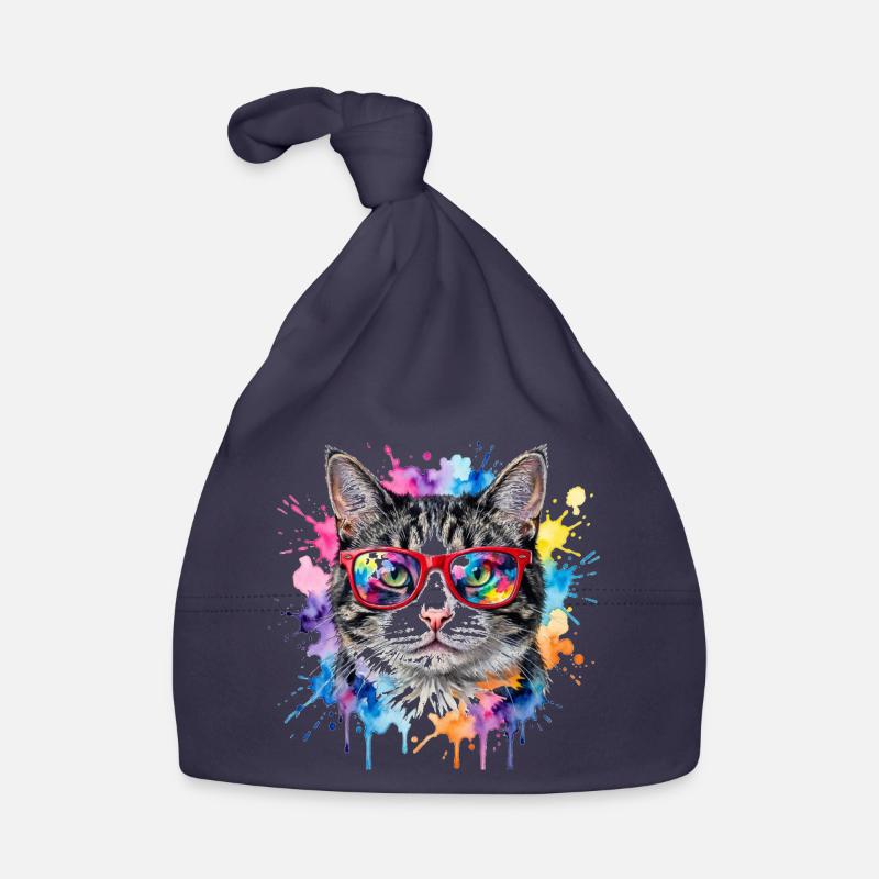 Katzengesicht im Regenbogen-Aquarell Geschenk Baby Bio-Mütze